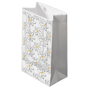 Petit Sac Cadeau Motif de marguerite blanche