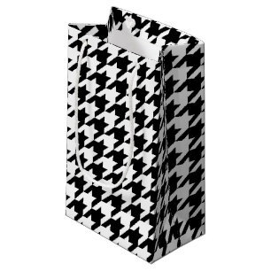 Petit Sac Cadeau Motif de pied-de-poule noir et blanc