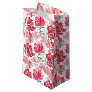 Petit Sac Cadeau Motif de pivoine d'aquarelle