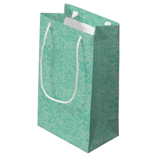Petit Sac Cadeau Motif de pivoine de turquoise (Dos Angle)