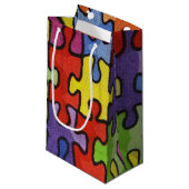 Petit Sac Cadeau motif de puzzle (Devant Angle)
