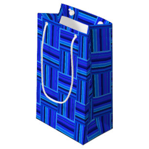 Petit Sac Cadeau Motif de tissage à bandes bleues