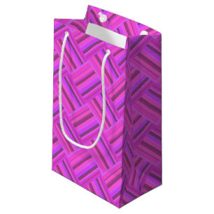 Petit Sac Cadeau Motif de tissage en diagonale à rayures roses
