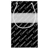 Petit Sac Cadeau Motif de typographie du Centenaire Nom noir/blanc (Dos)