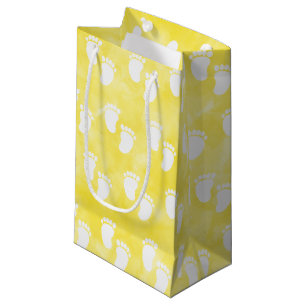 Petit Sac Cadeau Motif d'empreinte Baby shower Aquarelle Jaune