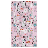 Petit Sac Cadeau motif des chats et des fleurs (Devant)