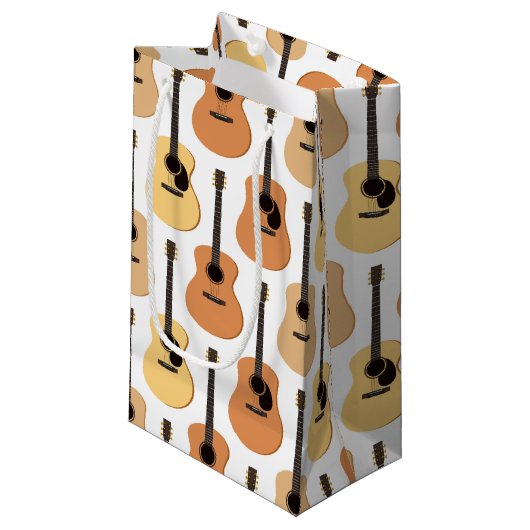 Petit Sac Cadeau Motif des guitares acoustiques (Devant Angle)