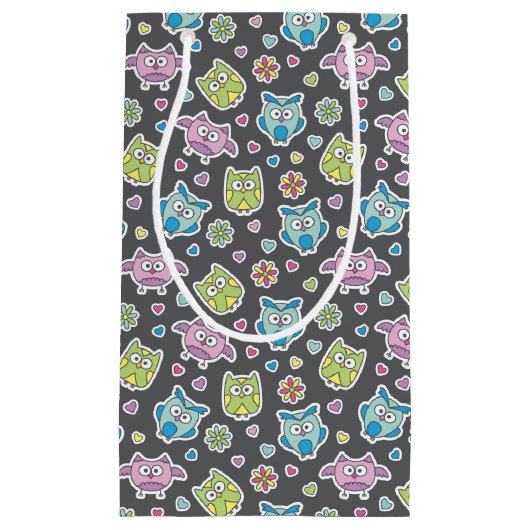 Petit Sac Cadeau motif des hiboux de bande dessinée (Devant)