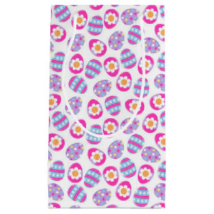 Petit Sac Cadeau Motif des oeufs de Pâques mignons rose et violet