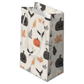 Petit Sac Cadeau Motif d'Halloween avec citrouilles et oiseaux. (Dos Angle)