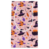 Petit Sac Cadeau Motif d'Halloween mou et rose (Devant)