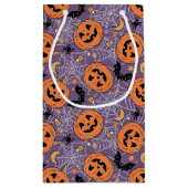 Petit Sac Cadeau Motif d'Halloween violet Jack-O-lanterne (Dos)