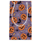 Petit Sac Cadeau Motif d'Halloween violet Jack-O-lanterne (Devant)