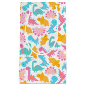 Petit Sac Cadeau Motif Dinosaur rose et Turquoise (Devant)