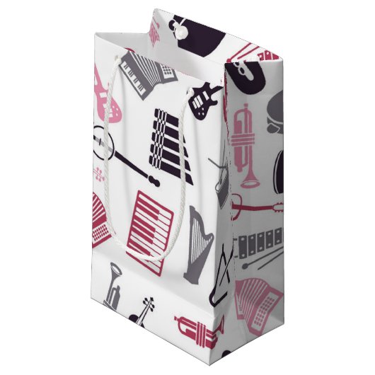 Petit Sac Cadeau Motif d'instrument de musique (Devant Angle)