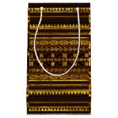 Petit Sac Cadeau Motif d'or africain ethnique sur le brun (Devant)