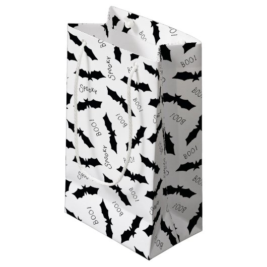 Petit Sac Cadeau Motif Éffrayant Halloween Black Bat Boo (Devant Angle)