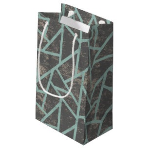 Petit Sac Cadeau Motif en mosaïque vert pâle et gris