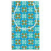 Petit Sac Cadeau Motif ethnique turquoise (Dos)