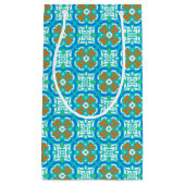 Petit Sac Cadeau Motif ethnique turquoise (Devant)