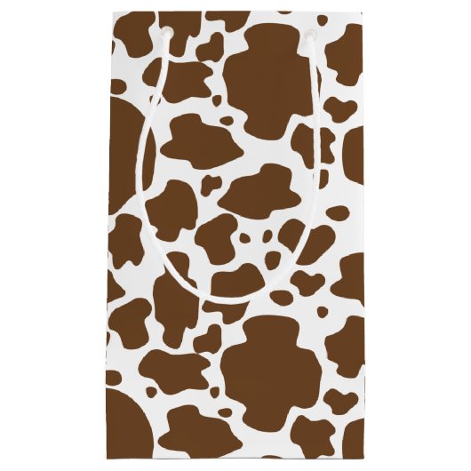 Petit Sac Cadeau Motif Faux Cuir de Vache Tacheté Brun (Devant)