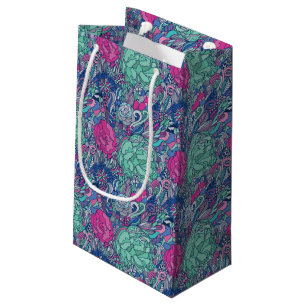 Petit Sac Cadeau Motif floral coloré de griffonnage