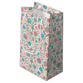 Petit Sac Cadeau Motif floral d'art populaire turquoise et de (Dos Angle)