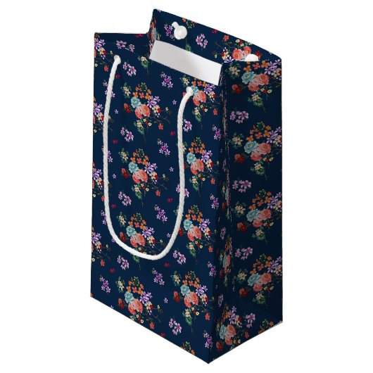 Petit Sac Cadeau Motif floral de bouquet rose (Devant Angle)