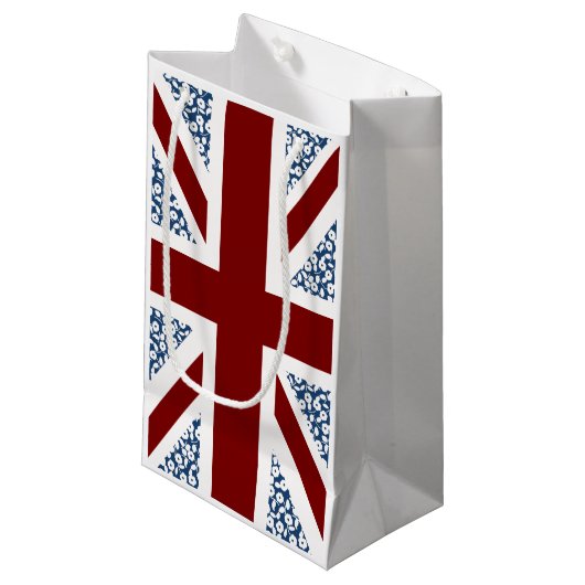 Petit Sac Cadeau Motif floral de calicot de drapeau d'Union Jack (Devant Angle)