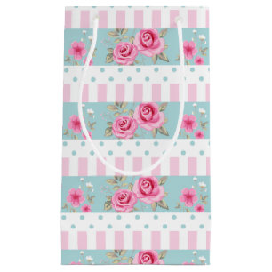 Petit Sac Cadeau Motif floral rose et en bon état vintage
