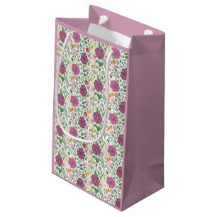 Petit Sac Cadeau Motif Floral tendance rose jaune pourpre vert