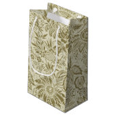 Petit Sac Cadeau Motif Floral Vert Sage Antique Damas (Dos Angle)