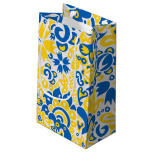 Petit Sac Cadeau Motif folklorique aux couleurs du drapeau ukrainie