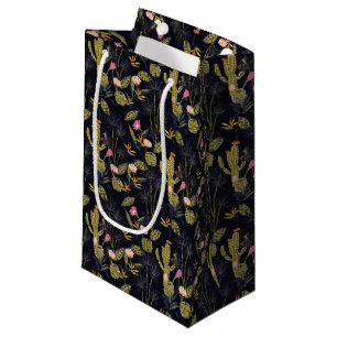 Petit Sac Cadeau Motif foncé de cactus de nuit d'été