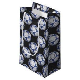 Petit Sac Cadeau Motif Futbal bleu et blanc