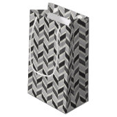 Petit Sac Cadeau Motif géométrique chevron gris moderne monogramme (Dos Angle)