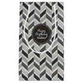 Petit Sac Cadeau Motif géométrique chevron gris moderne monogramme (Devant)