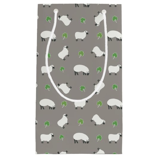 Petit Sac Cadeau Motif irlandais de shamrock et de moutons (Devant)