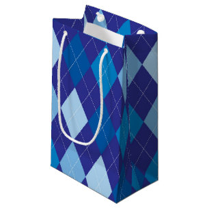 Petit Sac Cadeau motif Jacquard bleu