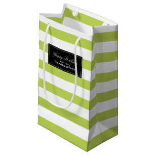 Petit Sac Cadeau Motif Kiwi Green Stripes