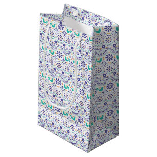 Petit Sac Cadeau Motif mexicain d'art populaire de tuile d'oiseau