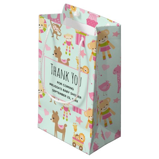 Petit Sac Cadeau Motif mignon avec Happy Animals & Toys Merci (Devant Angle)