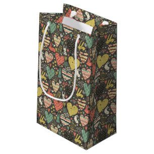 Petit Sac Cadeau Motif mignon de lapins d'amour avec des coeurs