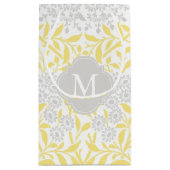 Petit Sac Cadeau Motif monogramme gris-jaune Floral Damask (Dos)