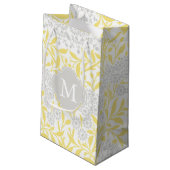 Petit Sac Cadeau Motif monogramme gris-jaune Floral Damask (Dos Angle)