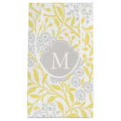 Petit Sac Cadeau Motif monogramme gris-jaune Floral Damask (Devant)