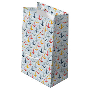 Petit Sac Cadeau Motif nautique avec des Ancres