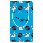 Petit Sac Cadeau Motif nommé personnalisé de bowling de bleu de (Devant)