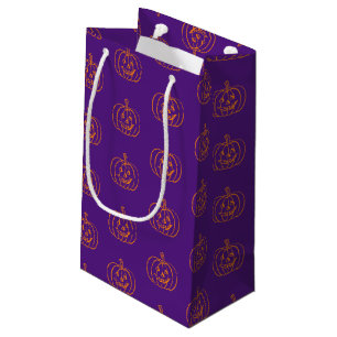 Petit Sac Cadeau Motif orange violet Jack-o'-lantern d'Halloween