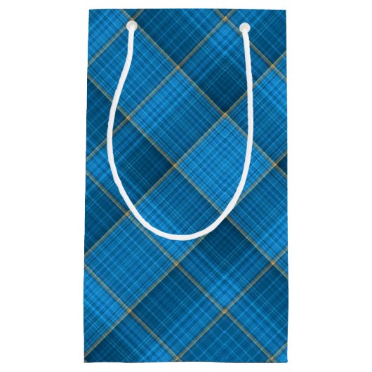 Petit Sac Cadeau Motif Plaid Bleu Anglais (Devant)